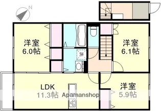 コーポアズ D棟【2階】の間取り
