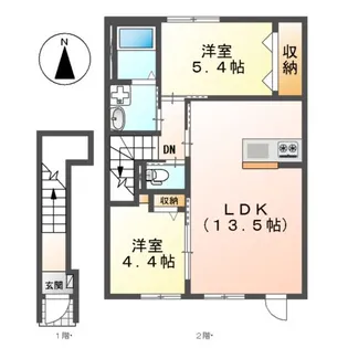 仮)リバーヒルズ里庄【207号室】の間取り