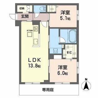 オースピシャス大安寺【1階】の間取り