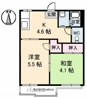 ハイツあかね A棟【2階】の間取り