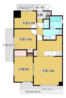 クリーンピア倉敷老松【6階】の間取り