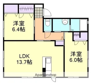 グランマスト爪崎 B棟【1階】の間取り