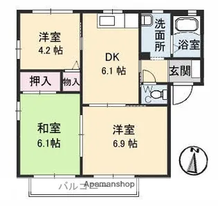 サリーレ太陽Ⅱ A棟【1階】の間取り