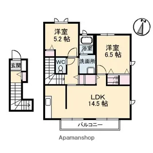 モンターニュ B棟【2階】の間取り