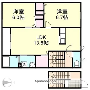 ウエスト・ベルジュ C【2階】の間取り