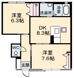 クレール B棟【1階】の間取り