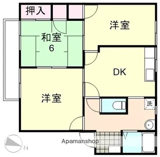 ハッピーハイツA棟【2階】の間取り
