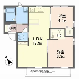 ツインコーポ三宅 B棟【2階】の間取り