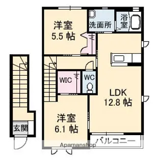 グランディール B棟【2階】の間取り