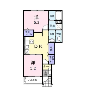 クリスタルローズ B棟【1階】の間取り