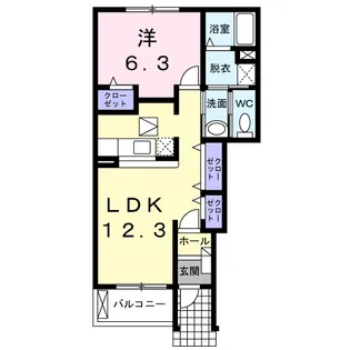ソレアードB【1階】の間取り
