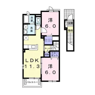 シュクルB【2階】の間取り