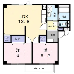 プレーヌ吉田【2階】の間取り
