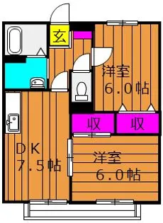 サンライフ玉島 B【103号室号室】の間取り