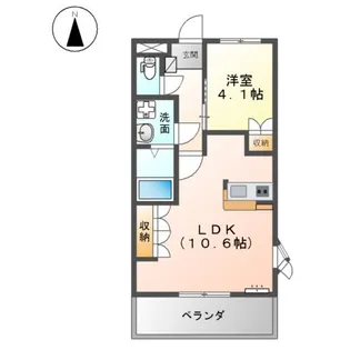 ボヌール若宮【201号室】の間取り