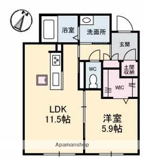 ソルブライト A棟【1階】の間取り