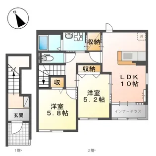 ラーナ ニシノウチ【2階】の間取り