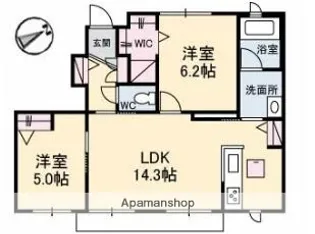 ミレーコラジオ 福田公園 A棟【1階】の間取り