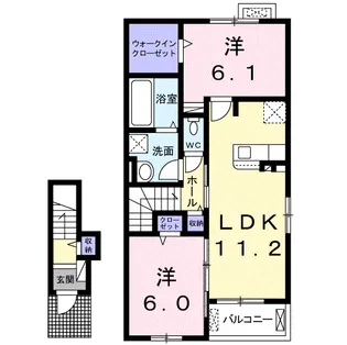 ルピナスⅠ【205号室】の間取り