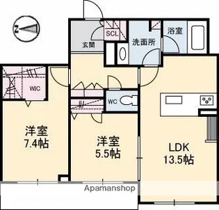 シャーメゾンステージ大島【1階】の間取り