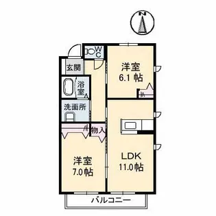 グランマスト福浜 A棟【2階】の間取り
