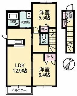 コーポ カノン A棟【2階】の間取り