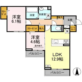 サンメゾン・小池A【3階】の間取り
