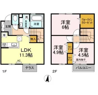 グランチェスタ白楽【103号室】の間取り