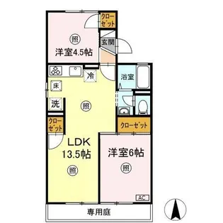 エステート芳泉 Ⅰ棟【Ⅰ102号室】の間取り