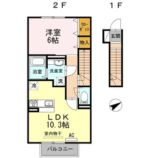 ヴィルヌーブカノン【2階】の間取り