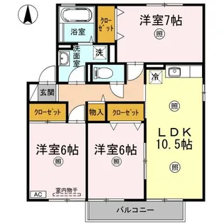 リヴェール A棟【A201号室】の間取り