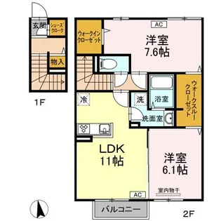 プリムヴェール大内 C棟【2階】の間取り