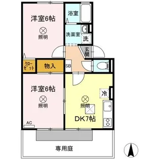 カンフォタブルライフ B棟【1階】の間取り