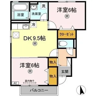 ラルジュ 福岡屋 B棟【1階】の間取り