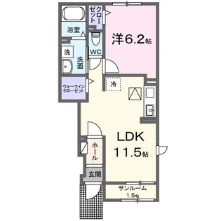 リバーサイドパレス K【1階】の間取り