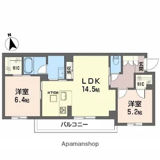 シャーメゾン カームヴィラ【1階】の間取り