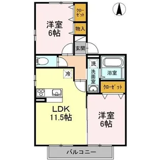 アセーボ II棟【II203号室】の間取り