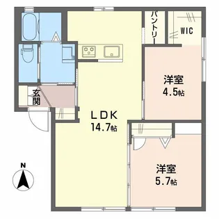 ドミール平井Ⅱ C棟【1階】の間取り