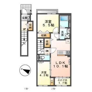 プレミエール岡ノ堂【2階】の間取り