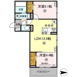 アフィネ浜ノ茶屋【3階】の間取り