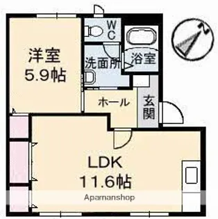 オーキッド倉敷Ⅱ A棟【1階】の間取り