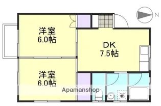 花の街ハイツC【1階】の間取り