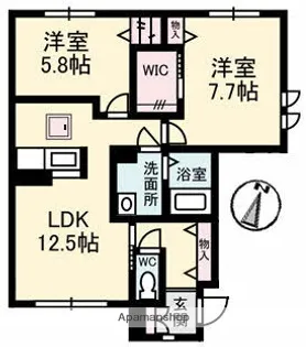 岡山県倉敷市中島【アパート】の間取り