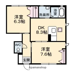 クレール B棟【1階】の間取り