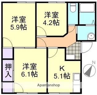 オーキッド倉敷Ⅱ B棟【1階】の間取り