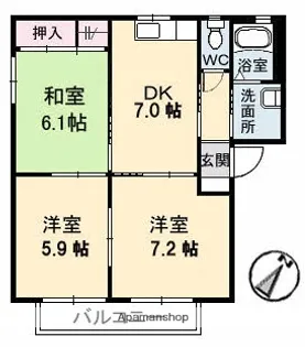 メゾン デラ W B棟【2階】の間取り