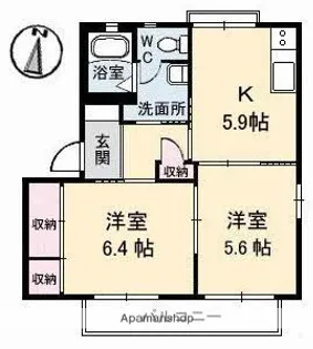 ティファニー B棟【2階】の間取り