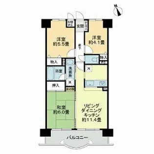 ライオンズマンション倉敷日ノ出町【5階】の間取り