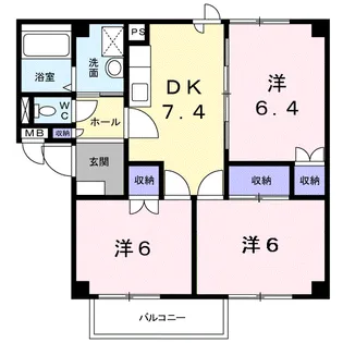 プレーヌ吉田【1階】の間取り