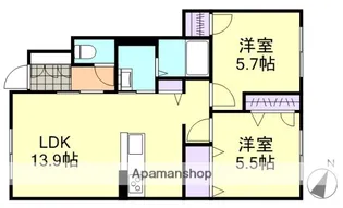 ベルブランシュ笹沖 A棟【1階】の間取り